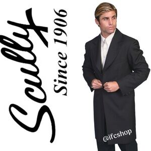 Scully Men's Long Frock Coat in Black 44